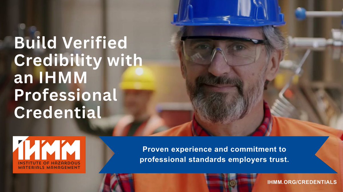 TheIHMM's tweet image. For 40+ years, IHMM has set the benchmark for accredited credentials in hazardous materials, dangerous goods, and workplace safety.

Advance your career and demonstrate trusted expertise.
buff.ly/6idkaW5

#IHMM #EHS #HazMat #DG #WorkplaceSafety #ProfessionalCredentials
