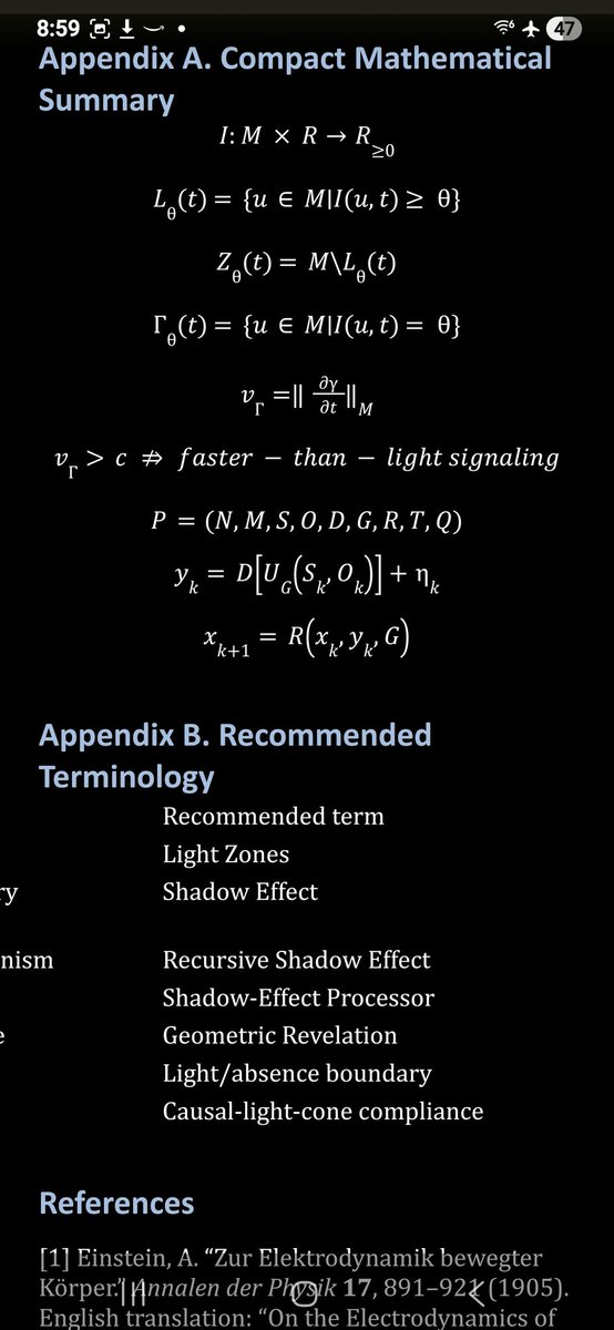 JordanDecender's tweet photo. Light Zones and Shadow-Effect Processing

A Causally Constrained Framework for Recursive Optical Absence Operators and Geometric Revelation

Part 8

Author: Jordan James Anger
Version: 0.3
Date: May 1, 2026 https://t.co/upWlt1LC01