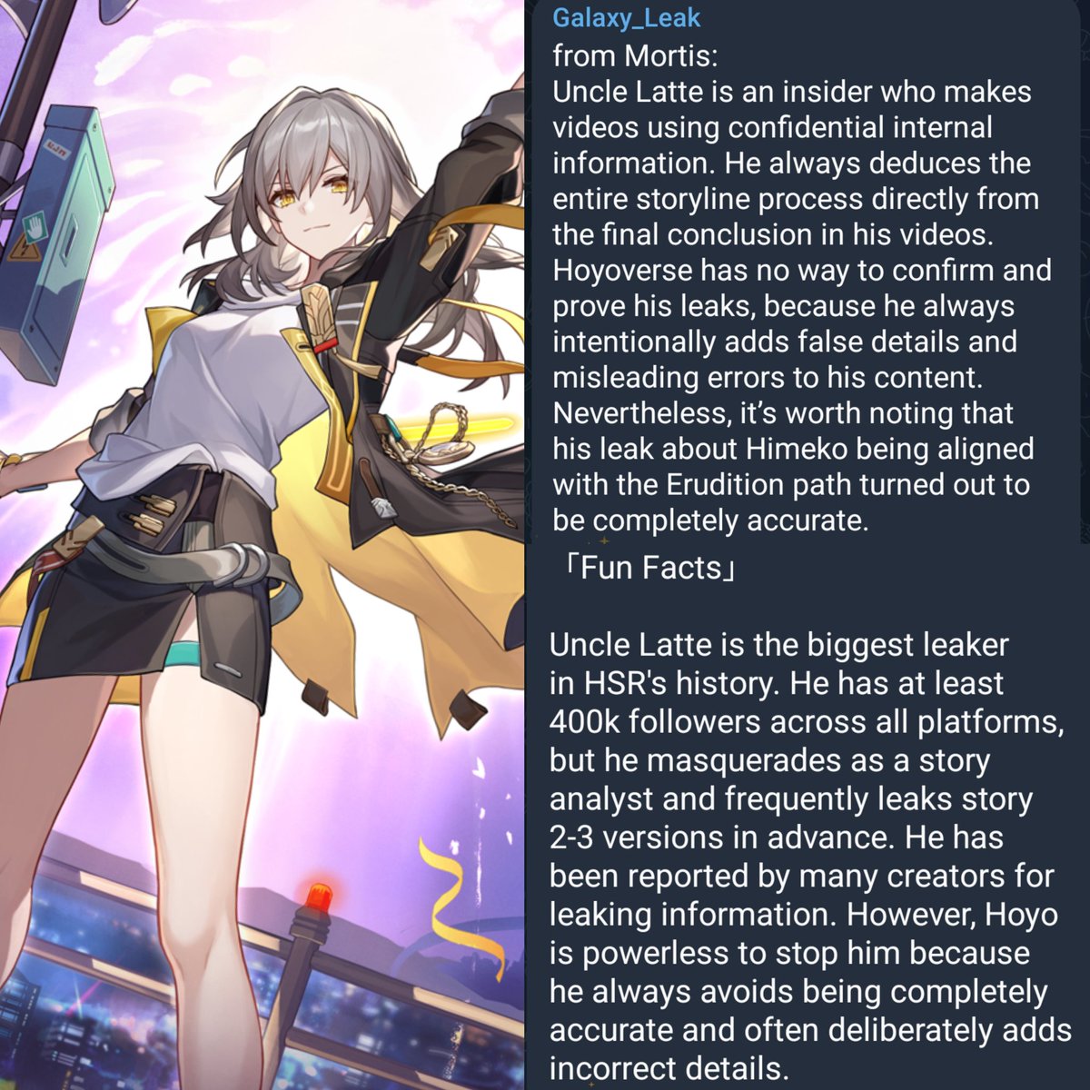 Info about Uncle Latte (new source)

-Via Mortis

#HonkaiStarRail