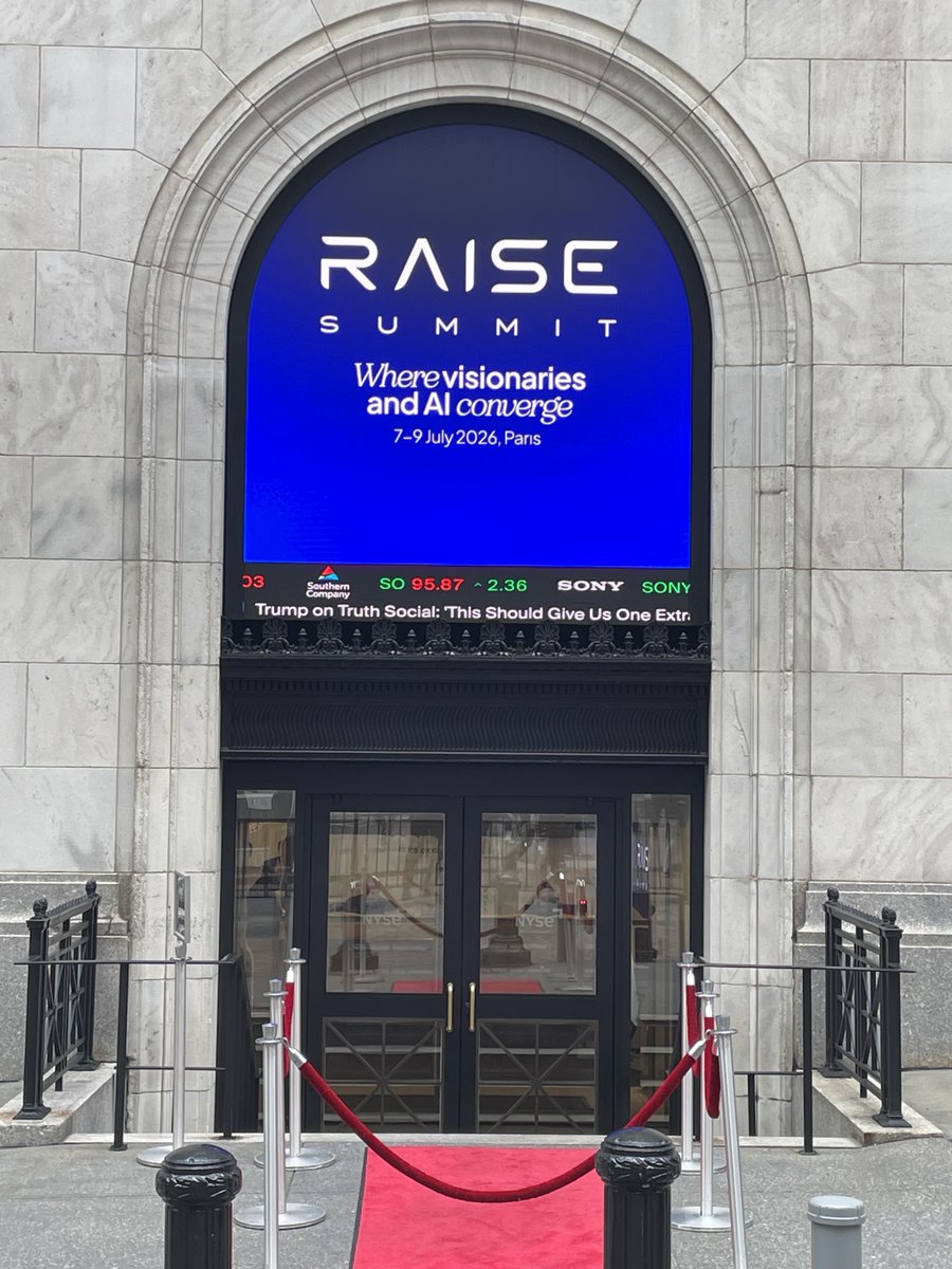 QuoteMedia_Inc's tweet photo. What a day at the @NYSE!
The QuoteMedia team joined the RAISE Summit — celebrating AI leadership, innovation, and investment — and capped it off on the NYSE trading floor for the closing bell ceremony.
Excited for what's ahead as AI shapes the future of markets!
#RAISESummit #AI https://t.co/RxkDzuXlHC