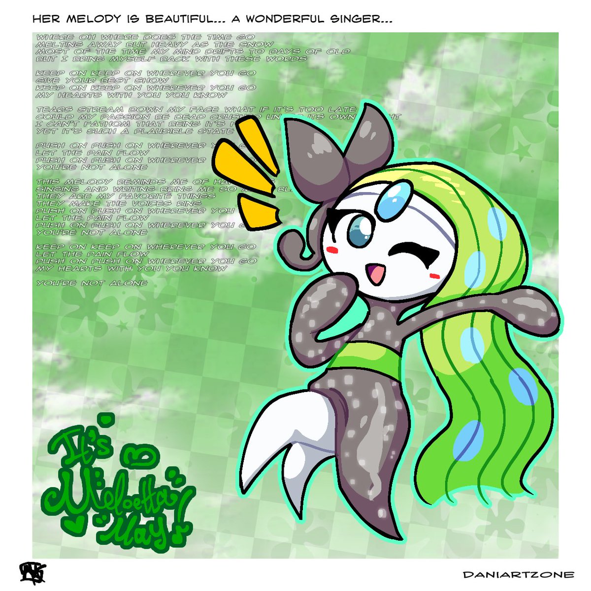 DaniArtZone's tweet image. ✨ [Her melody is beautiful.. A wonderful singer..] 🎶

&amp;lt; ITS MELOETTA MAY!! &amp;gt;

[Lyrics from Mikey Franklins' Pokemon Scarlet Violet / Black White song: "Whenever You Go"]
 #Pokemon #fanart #MELOETTA

(DO NOT USE MY ART FOR AI TRAINING, OR I'll HAMMER YOU.)