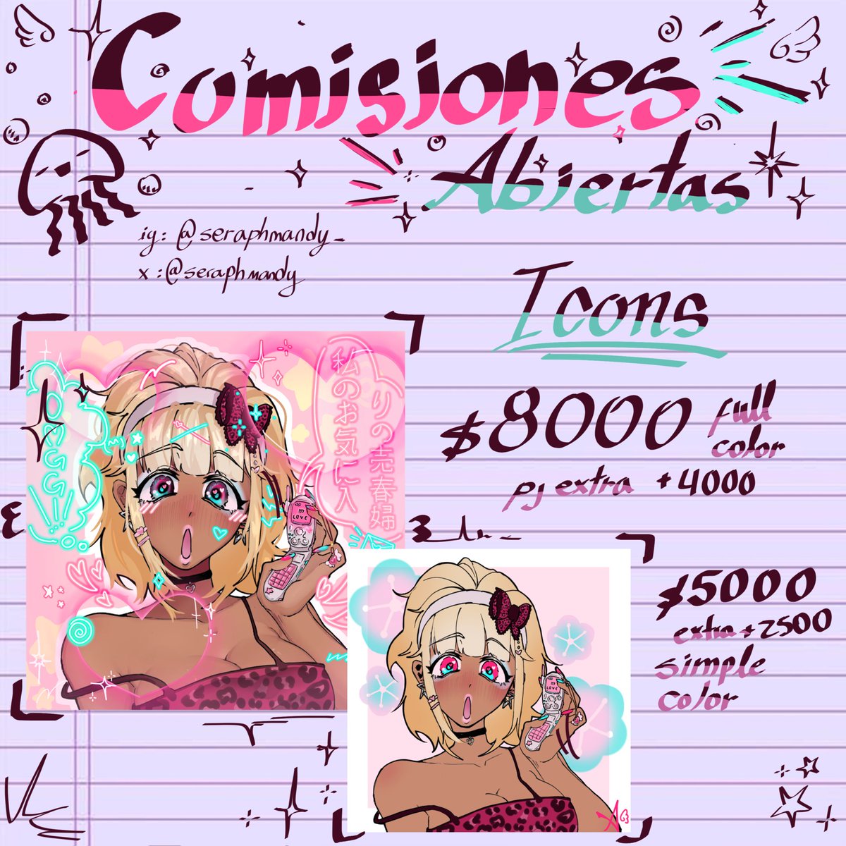 seraphmandy's tweet photo. 🌸¡¡¡ COMISIONES ABIERTAS !!!🌸
ヾ(๑ㆁᗜㆁ๑)ﾉ”
Por ahora es solo en pesos argentinos, cualquier pedido o duda me pueden mandar un dm por acá o en mi ig: seraphmandy_
En comentarios estan mis tyc.
˖˚⊹ ꣑ৎ
#comisiones #comisionesargentina #commissions #art #digitalart #argentina https://t.co/z2V2N6Vdc8