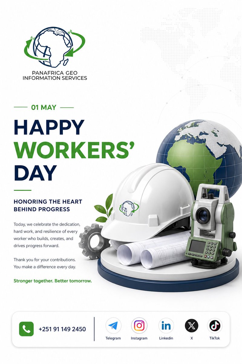 eyob_tesho22362's tweet image. 🌍 Happy Workers’ Day!

Celebrating the hard work and dedication driving innovation and progress across Africa.

Proud to support the future with GIS &amp;amp; GeoAI solutions.

📞 +251 91 149 2450

#WorkersDay #LaborDay #GIS #GeoAI #PanafricaGIS #AfricaInnovation