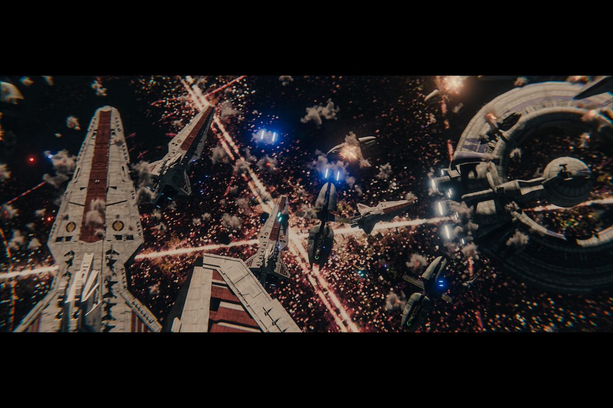 venturepictures's tweet image. Daily update on the BATTLE OF CORUSCANT Star Wars video I’m making in Blender! 

It looks. Amazing. Is all I’m saying. 

I don’t know how myself and some other professional amateurs have cooked this. 

But boy. Have we tried! 

Can’t wait to share this! #starwars