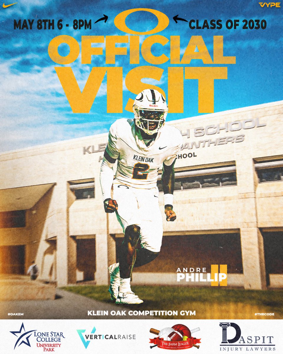 KLEINOAKFB's tweet image. 🚨CALLING ALL INCOMING FRESHMAN🚨

May 8th from 6-8PM is our Class of 2030 Official Visit Football Meeting! Please plan to attend to get all information regarding this upcoming season!

#OakEm #thecOde