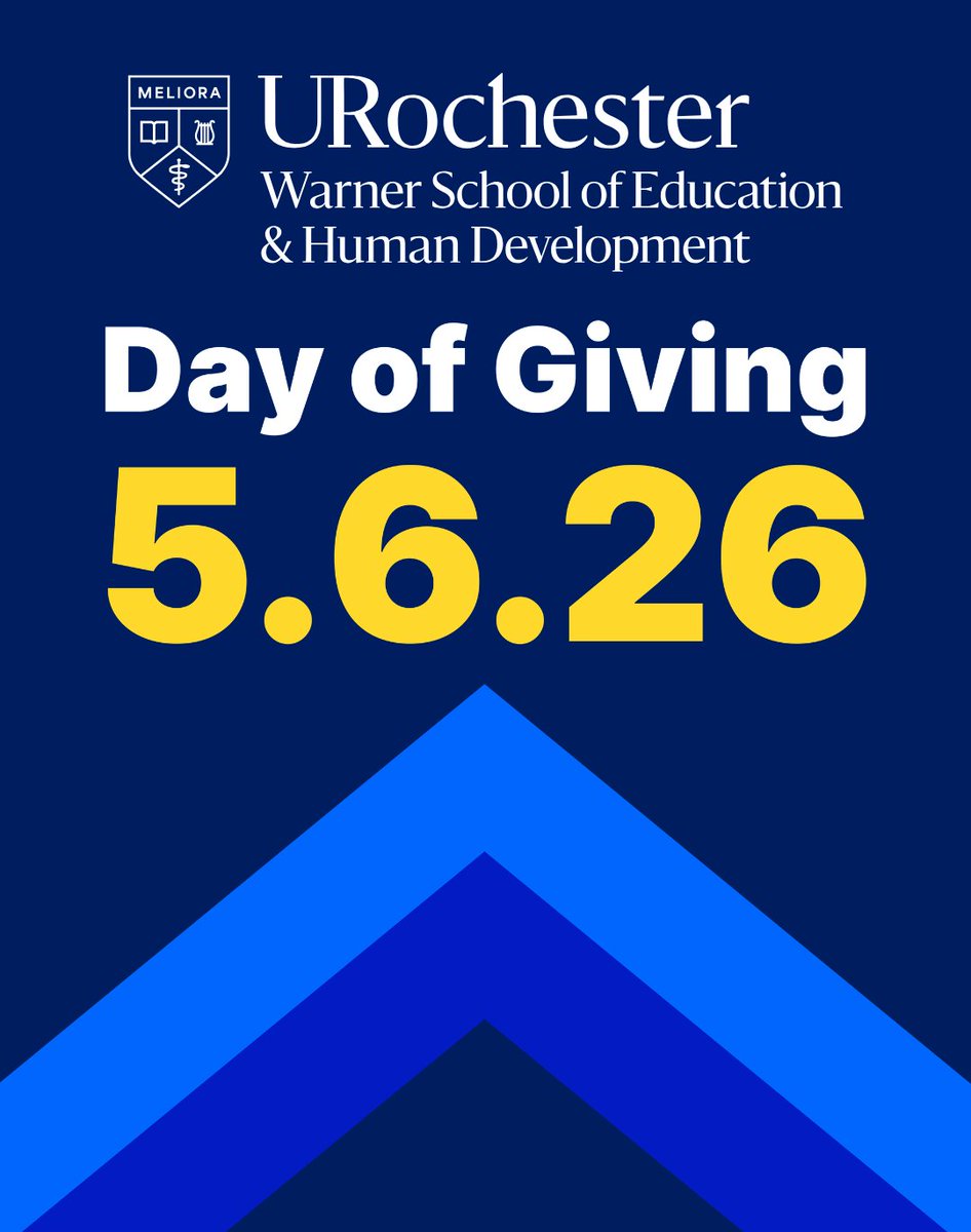 Mark your calendar! 🎉 #URochester Day of Giving is May 6.

Support what matters most &amp; help Warner reach 60 donors to unlock $8,000—thanks to Professor Emeritus Logan Hazen.

Give early: uofr.us/Warner-Day-Of-…
 
#URochesterGives 💛💙