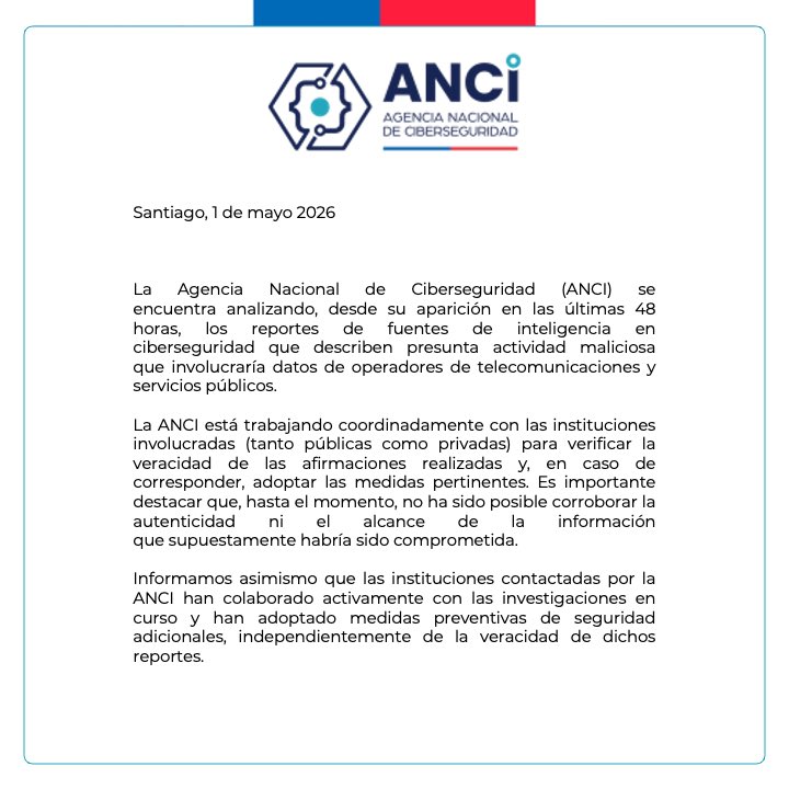 Agencia Nacional de Ciberseguridad (ANCI) tweet media