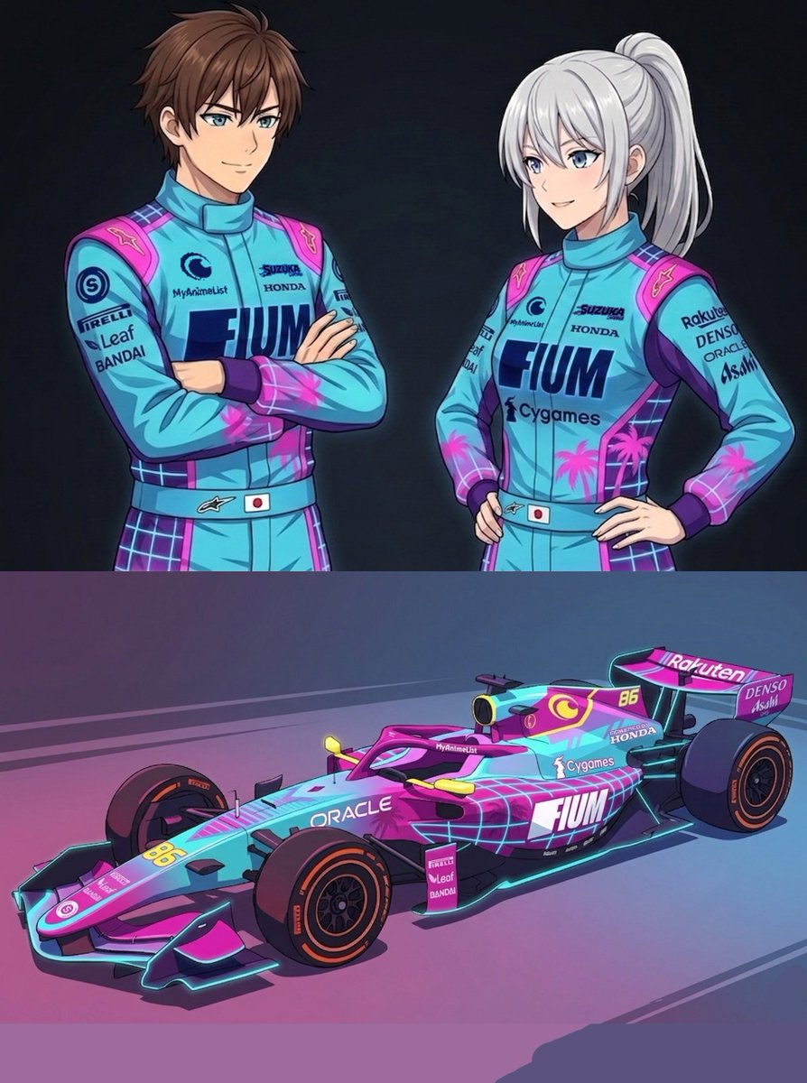 Suzuka_animeF1's tweet image. Alpine, Cadillac, Racing Bulls y Mercedes presentan sus decoraciones para este finde... ¡pero se nos coló un equipo en el paddock! 🌴🏎️

Suzuka y Fuji se suman al #MiamiGP con un estilo "Vaporwave" que va a dar que hablar. ¿Qué les parece nuestro look para Florida? 

#F1 #Suzuka