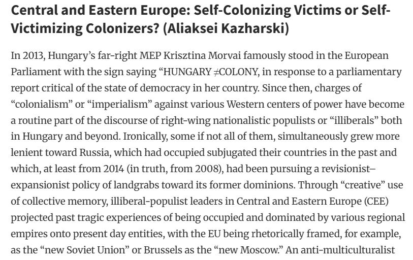 mysliar's tweet photo. Glad to share this forum to which I also contributed. Use&amp;abuse of 'anti-colonial' rhetoric, worldwide and in Central&amp;Eastern Europe. @IPS_FSV_CUNI  @VisegradInsight @RigaGeopolitics @GLOBSEC 
https://t.co/On0J38d3Bn https://t.co/1q9OwBZNh0