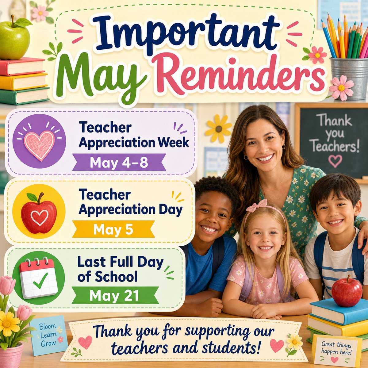 pprepschool's tweet image. Teacher Appreciation Week 💙🍎
Behind every meaningful lesson, experiment, discussion, project, and “aha!” moment is a teacher who planned, prepared, adjusted, and cared.
#TeacherAppreciationWeek #TeacherAppreciationDay #ThankATeacher #TeachersMatter #TeacherLife #TeacherLove