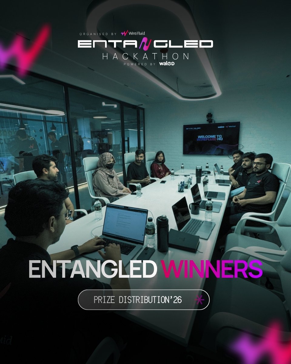 wirefluid's tweet image. Entangled 2026 has officially come to a close.

 At WireFluid HQ, we hosted our four winners (Nisha, Maryam, Humayun and Khalid) for the prize distribution ceremony. Our winners spent time with the team that spent months building the chain….

(1/3)