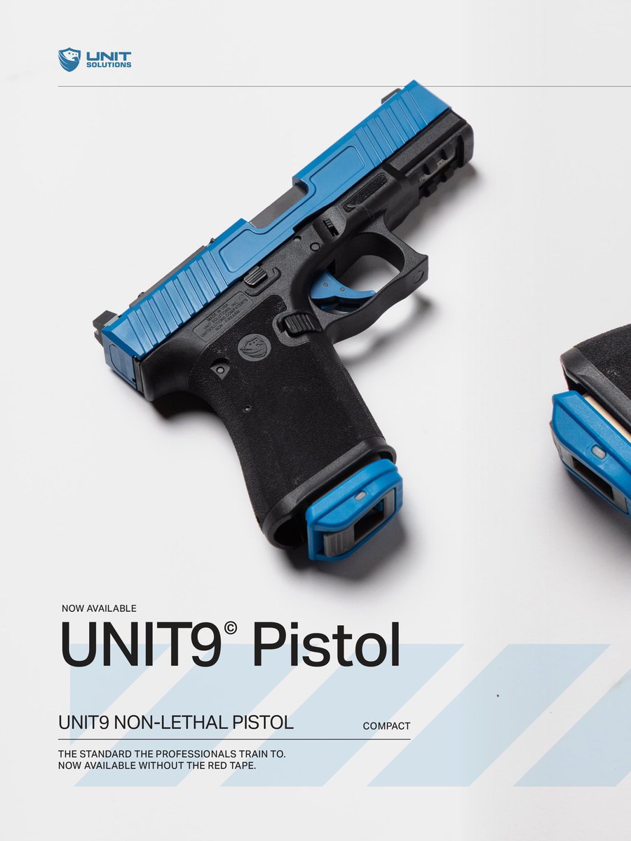 _unitsolutions's tweet photo. The UNIT9 is here.

Built to live-fire specs. Trigger weight and break match your carry gun, with same reset  recoil profile. Fits the holsters you already run. Compatible with the lights and optics already on your platform.

Dry fire. Pellet. Marking rounds. One system. No range required.

Made in USA.