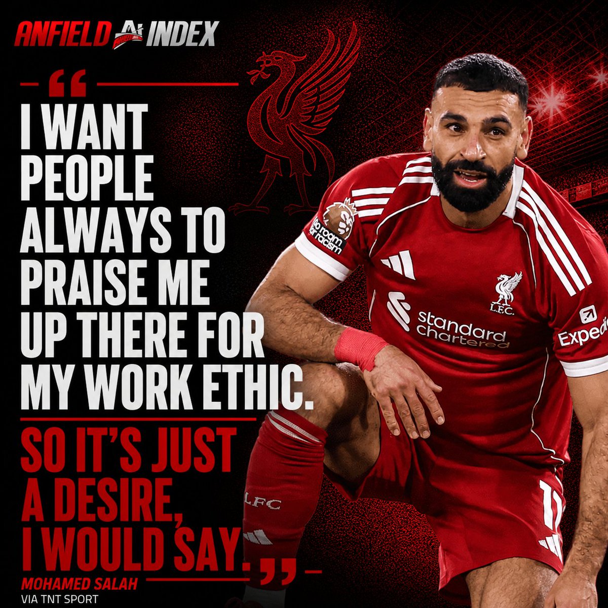 🚨Salah on wanting to establish a reputation as a Liverpool legend on the levels with Kenny Dalglish and Steven Gerrard, and what motivated him via <a href="/tntsports/">TNT Sports</a>

🗣️"I would say the desire, I really want to succeed,

 "I really want to be remembered in this club.

"I think, after