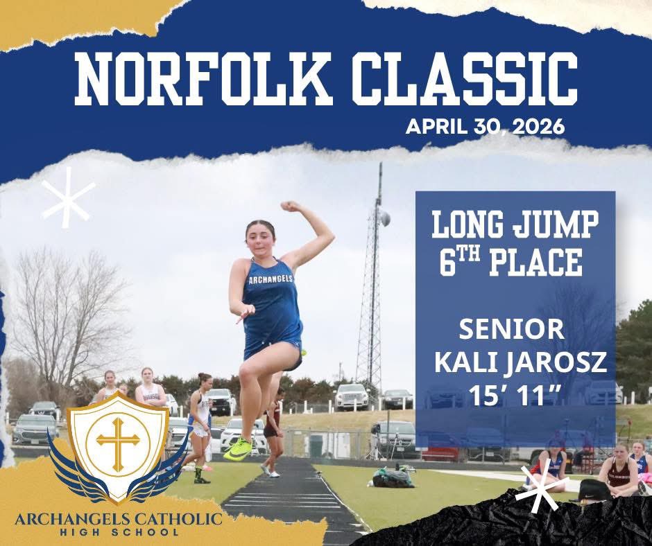 ACHS_Defenders's tweet photo. Congratulations to Senior Kali Jarosz for her performance at the 2026 Norfolk Classic! Kali placed 6th in the long jump with a jump of 15’11”!!

Way to represent the ACHs Defenders track team! 

#GoBigBlue #Go Defenders https://t.co/2CL37gdQ6C