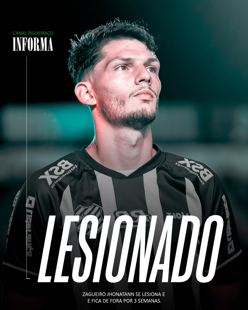 🚨Informação do Canal Figueiraço!

O zagueiro Jhonatan está fora das próximas partidas após sofrer uma lesão. 

O defensor desfalca a equipe por aproximadamente 3 semanas, período em que será acompanhado pelo departamento médico do clube.

Foto: Patrick Floriani