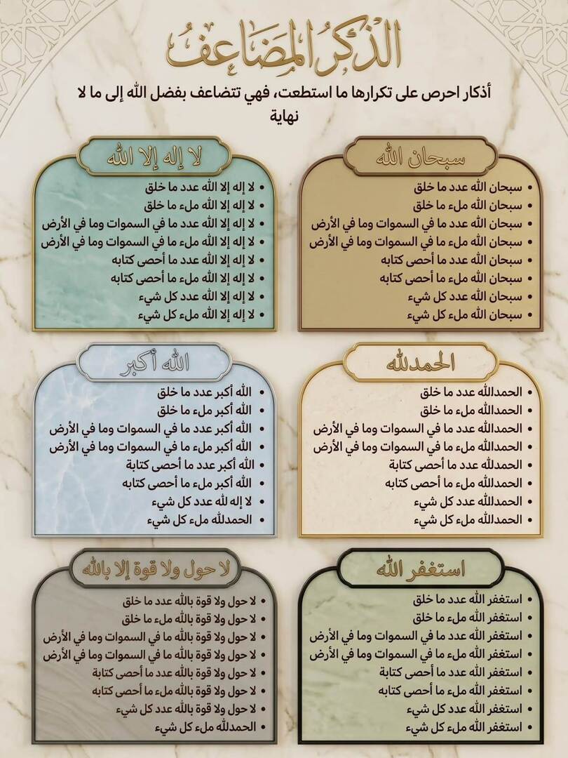 wazkir's tweet photo. الذكر المُضاعف.. كلمات قليلة أجرها مضاعف بإذن الله https://t.co/SPAjM59hXB