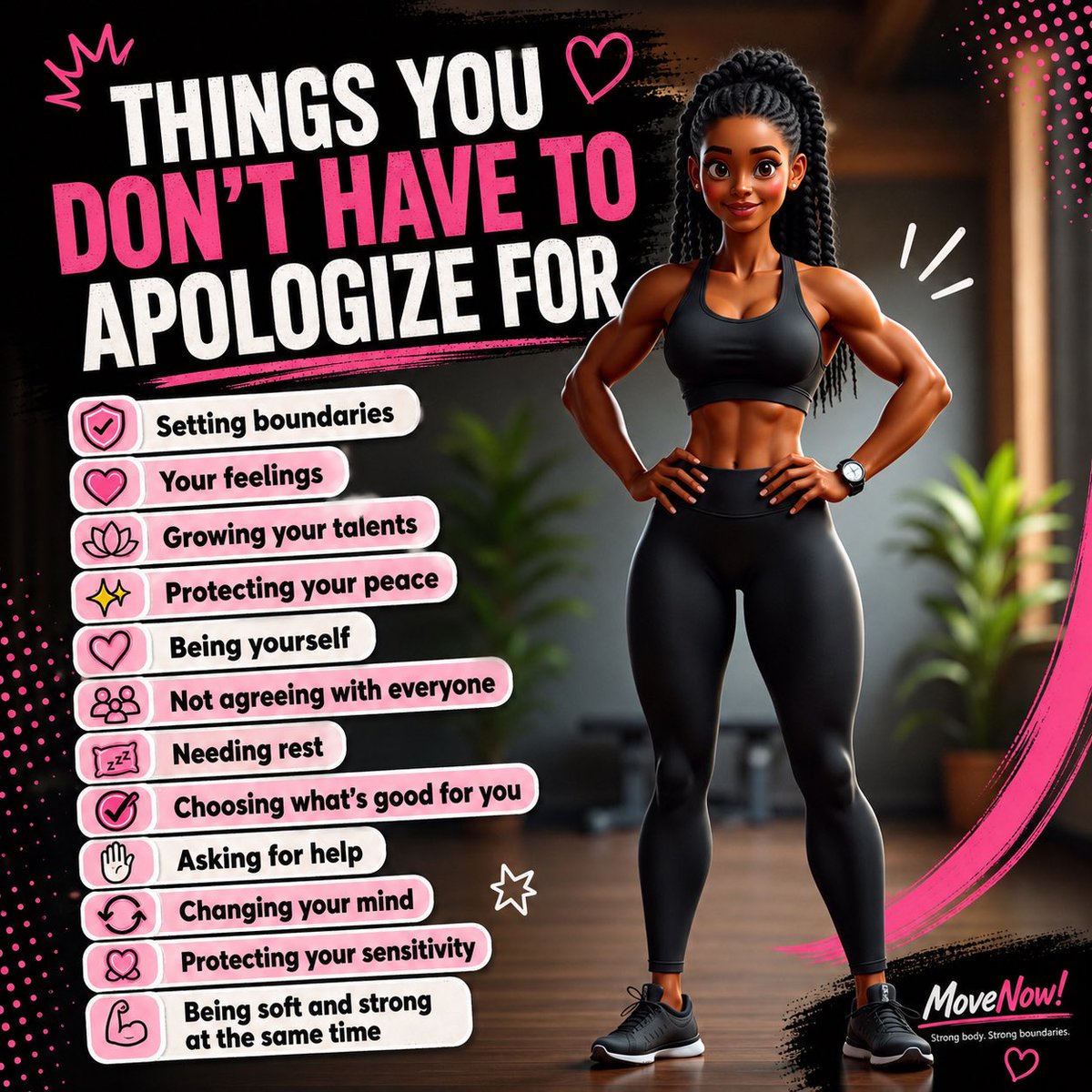 ManiaGabrys's tweet image. You don’t have to apologize for:
setting boundaries, choosing yourself, needing rest, protecting your peace, or becoming stronger.
Growth starts with self-respect.
MoveNow. 💛
#MoveNow #SelfRespect #Mindset #PersonalGrowth