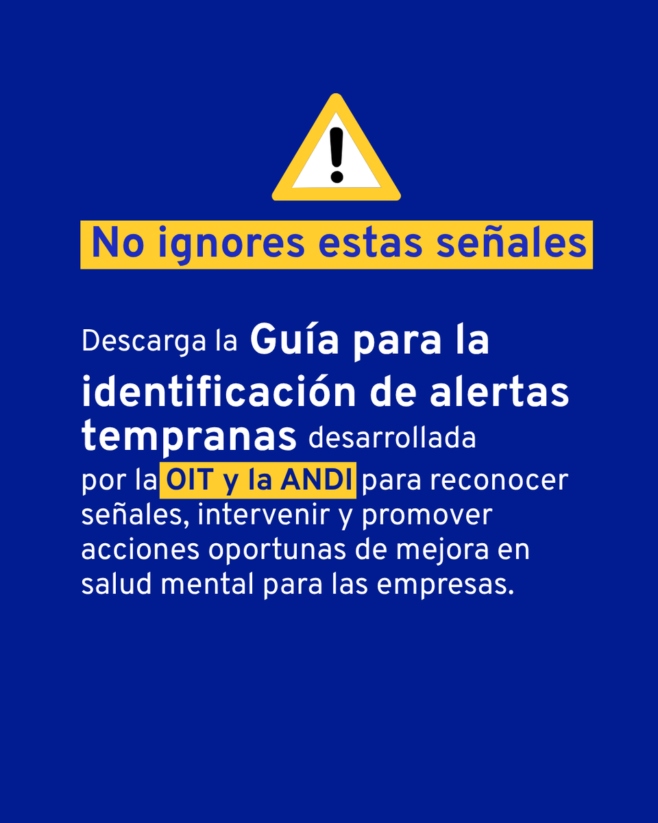 OITAndina's tweet image. Conoce el ejercicio completo y más en la 📰Guía para detectar y gestionar riesgos psicosociales en la empresa de #OIT y la @ANDI_Colombia que encuentras aquí 👇

ilo.org/es/publication…