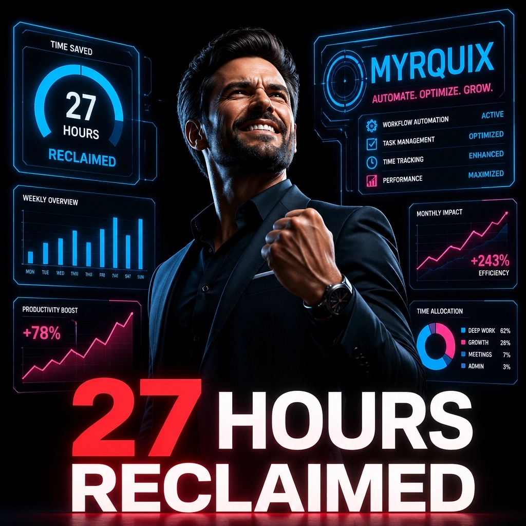 myrquix's tweet image. SMEs waste 27 hours/week on manual tasks. We're giving that time back.

From lead gen to invoicing, AI is a 10,000% ROI engine.

How much time is your team losing?

#SME #BusinessAutomation #Productivity #MYRQUIX