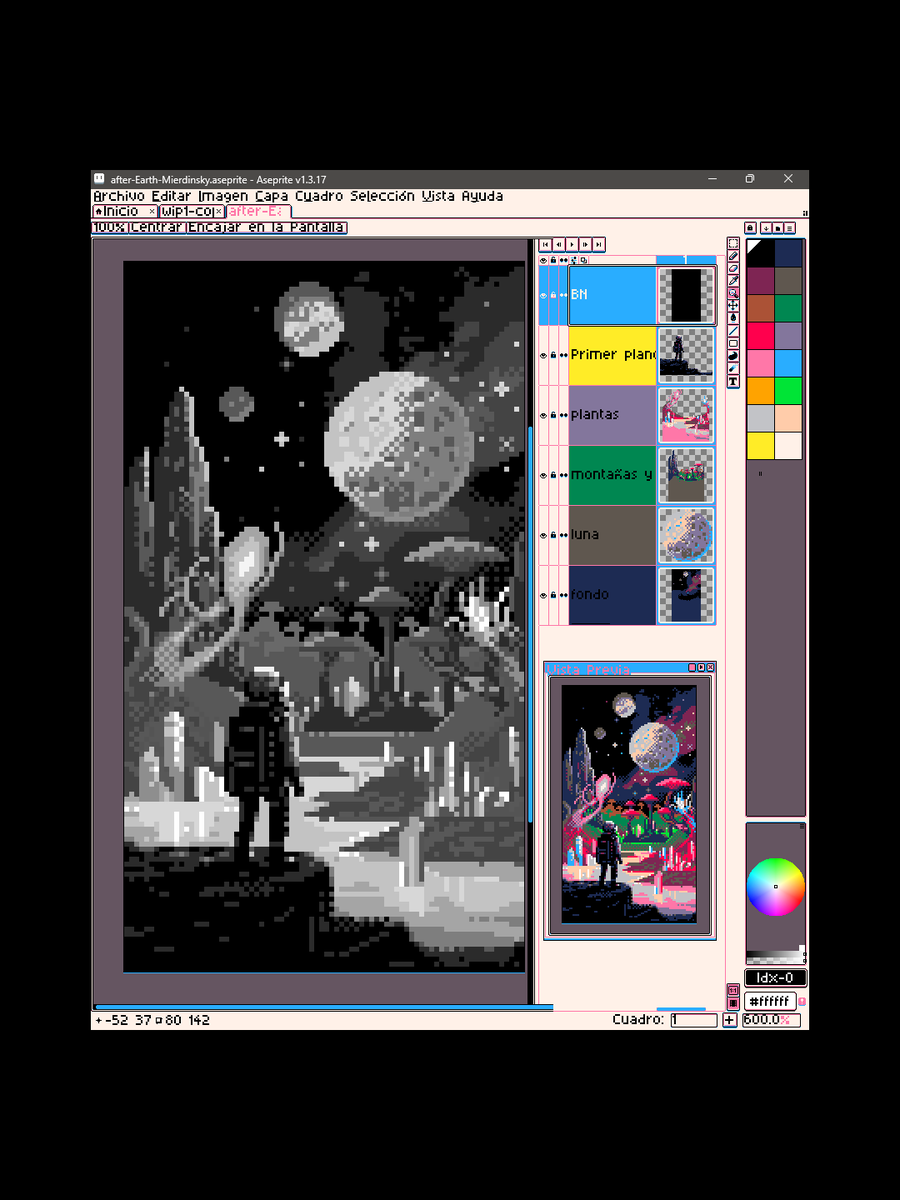 Mierdinsky's tweet photo. Hay lugares donde el silencio no es vacío; caminas, no porque sepas adónde vas, sino porque algo te impulsa a seguir mirando y, de repente, todo parece mirarte. #pixelart #pico8 #Msky #pixeljoint #lospec https://t.co/CzAxQ2UHH9
