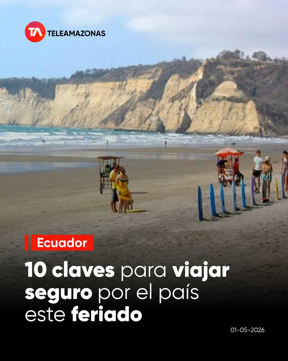teleamazonasec's tweet image. Estas son las 10 claves para viajar seguro por #Ecuador en este feriado del Día del Trabajador 🇪🇨 f.mtr.cool/nkjeqecmsf