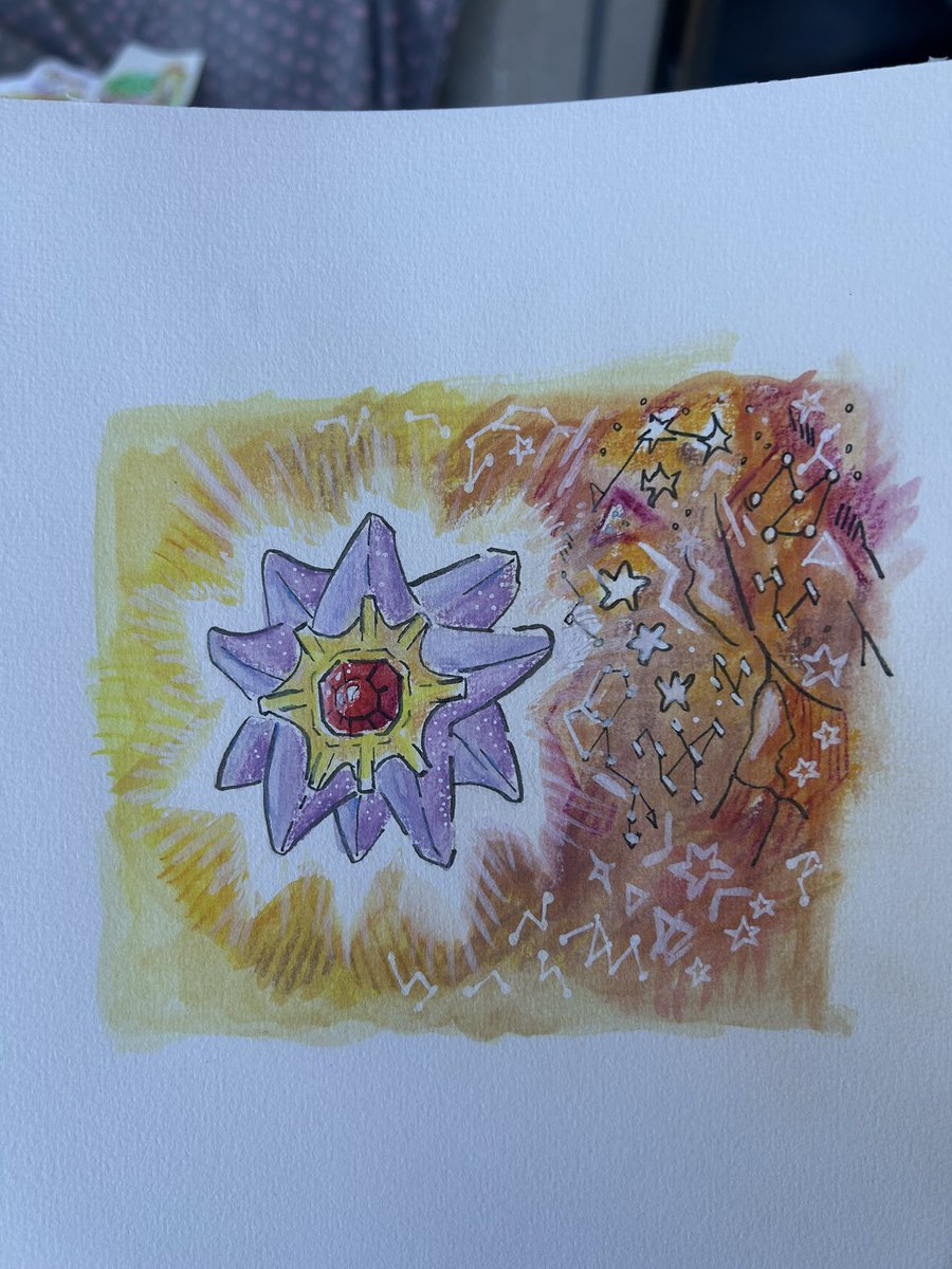 Soramichael's tweet photo. #ポケモンイラスト  
#スターミー
#pokemonfanart 
#drawing 
#watercolor https://t.co/nTXGlrBLiG