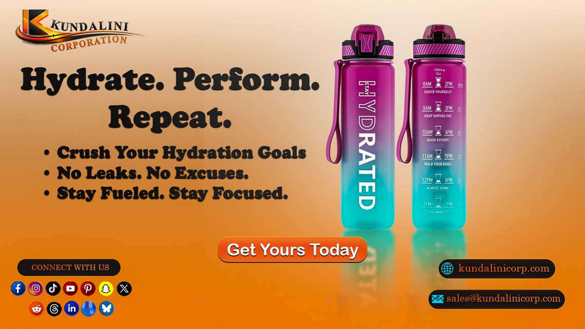 Kundalinicorp's tweet image. Stay hydrated all day with this durable, leakproof bottle 🏋️‍♀️🏡 Perfect for gym, work, school, or travel—easy sip straw design for everyday use.

Drink more water, feel better 💫

👉 Shop now: kundalinicorp.com

#WaterBottle #Hydration #FitnessEssentials #HealthyLifestyle
