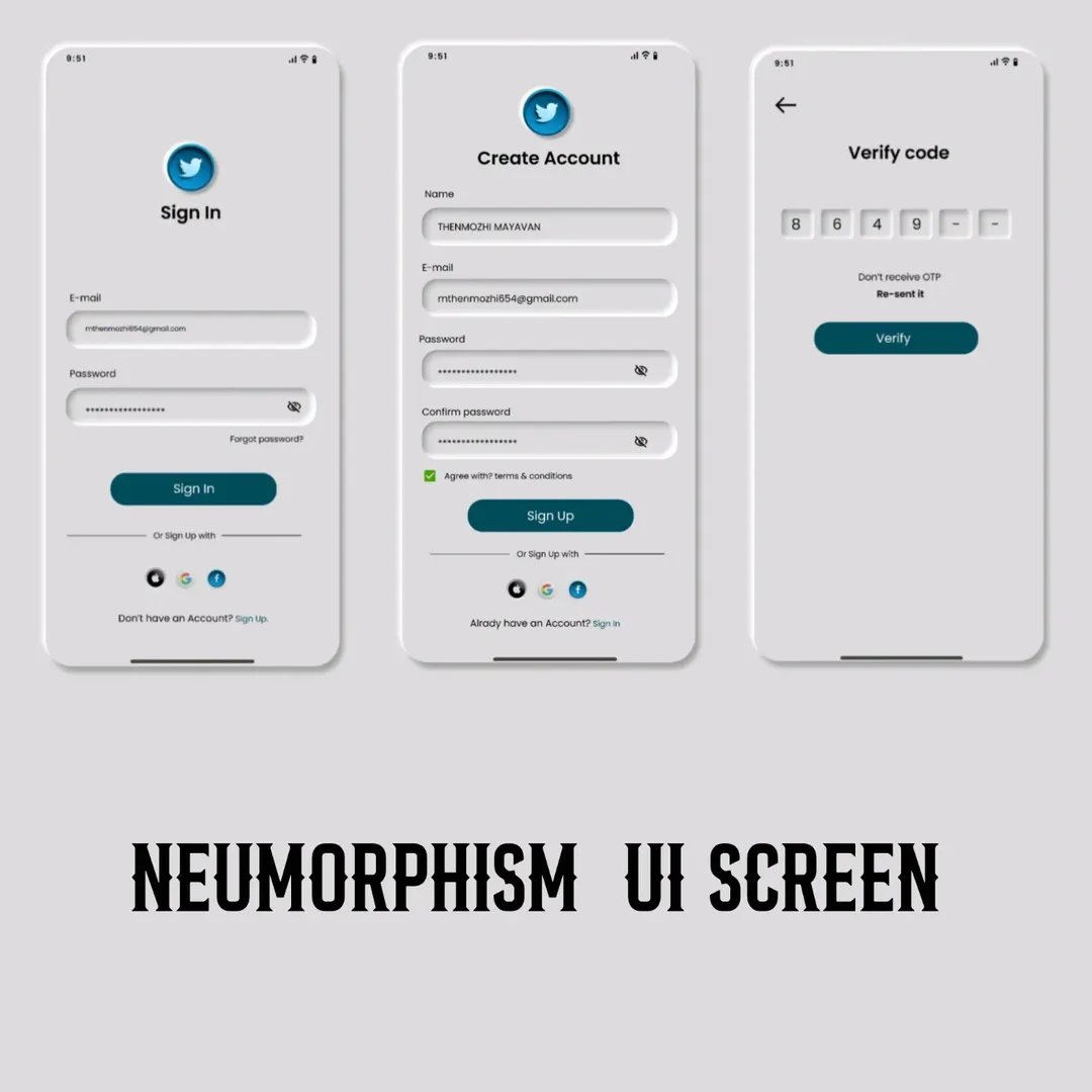 huzigd's tweet image. Neumorphism Sign In &amp;amp; Sign Up UI Screens

#uidesign
#uxdesign 
#uiux 
#neumorphism 
#appdesign