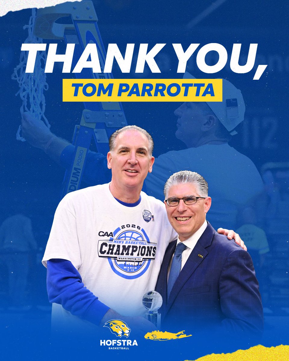 HofstraMBB's tweet photo. Championship moments and so much more.

Thank you for being such a big part of Hofstra Basketball, Coach Parrotta. 

Always part of the #HofstraFamily!

#PrideOfLI https://t.co/P5Q4nIHttV