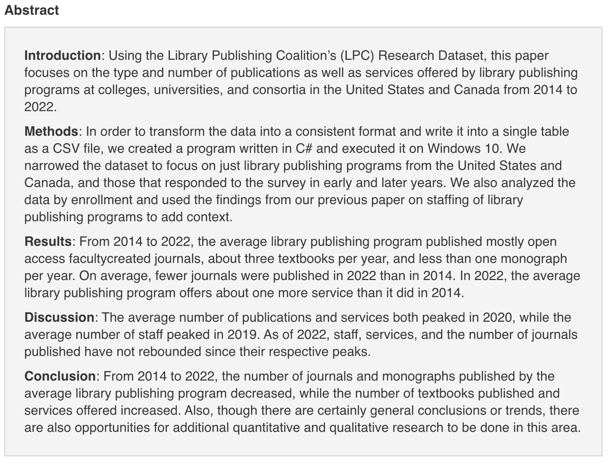infodocket's tweet image. Publications Produced and Services Offered by Library #Publishing Programs in the United States and Canada: A Data-Driven Analysis (New Journal Article; via #JLSC) infodocket.com/2026/05/01/jou… #libraries #librarypublishing