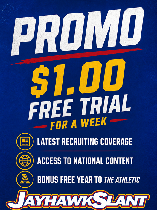 JayhawkSlant's tweet image. Our traditional $1.00 free trial for a week is back. 
#kufball #kubball

MORE:
on3.com/sites/jayhawk-…
