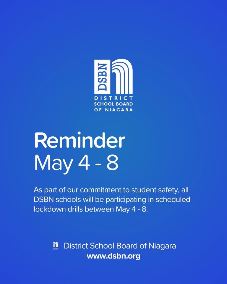 ForKlassen's tweet image. As part of our commitment to student safety, all DSBN schools will be participating in scheduled lockdown drills between May 4 - 8.
These drills help students and staff practice how to respond calmly and effectively in the event of an emergency and, just like fire drills. #dsbn