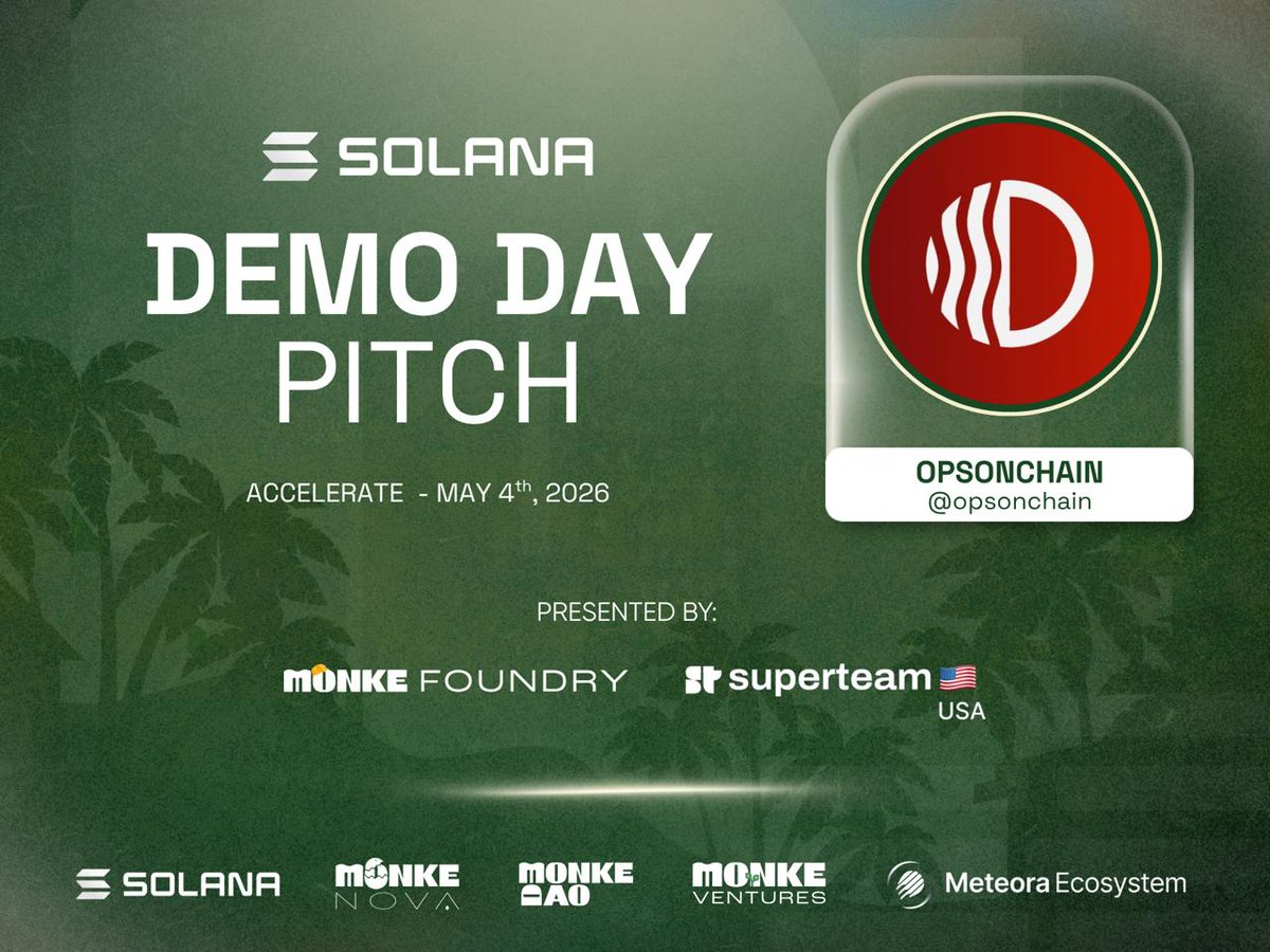opsonchain's tweet photo. Taking the stage at MonkeFoundry Demo Day in Miami this Monday.

The execution layer of Solana — live on May 4th🚀🔥

@solana @MonkeDAO @MonkeVentures @MeteoraEco @SuperteamUSA @moon_settler https://t.co/enAcneZggz