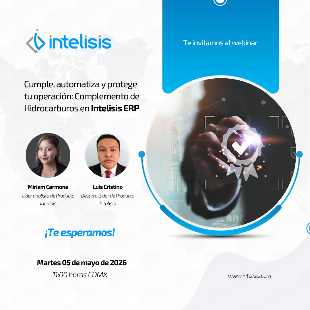 IntelisisCorp's tweet image. Cumple con la normativa y asegura la trazabilidad en tu operación de hidrocarburos con #IntelisisERP. Únete a nuestro #webinar y aprende a implementar el Complemento de Hidrocarburos de forma sencilla y automatizada. Regístrate: ow.ly/IwCF50YRYp7 #Intelisis #ERP