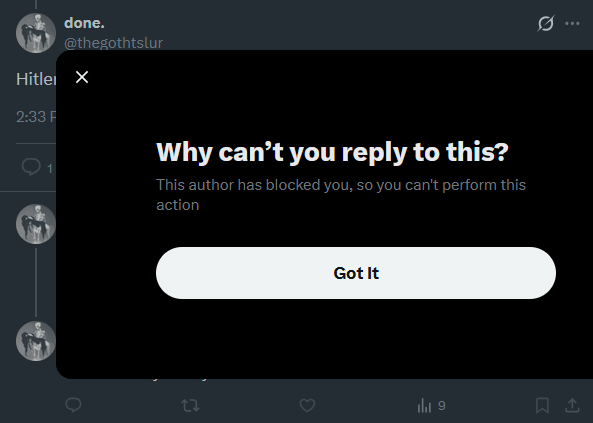 Roseblite2's tweet photo. @thegothtslur @boarhogb24 @KyleKulinski @redsteeze Every time a Leftist gets slammed in the comments, they reply and then BLOCK.

Yeah, kind of a Fascist thing to do there... https://t.co/JOAuBlVr7T
