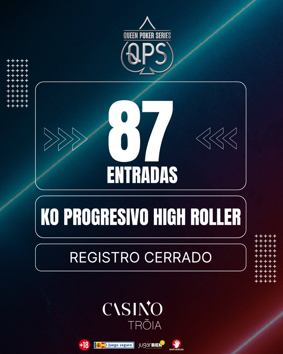 QueenPokerEvent's tweet photo. 🇵🇹@CasinoTroia 
Nuestro paralelo del viernes 
acaba de cerrar registro. En unos minutos anunciaremos los premios. https://t.co/COpZ7fR77f