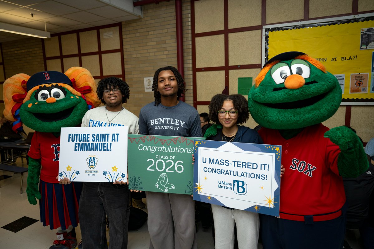 RedSoxFund's tweet photo. It was such a special morning surprising our senior Red Sox Scholars for College Decision Day 🎓 
So proud of this incredible group and we can’t wait to see all they accomplish next! ❤️ https://t.co/dtrhecTyGK