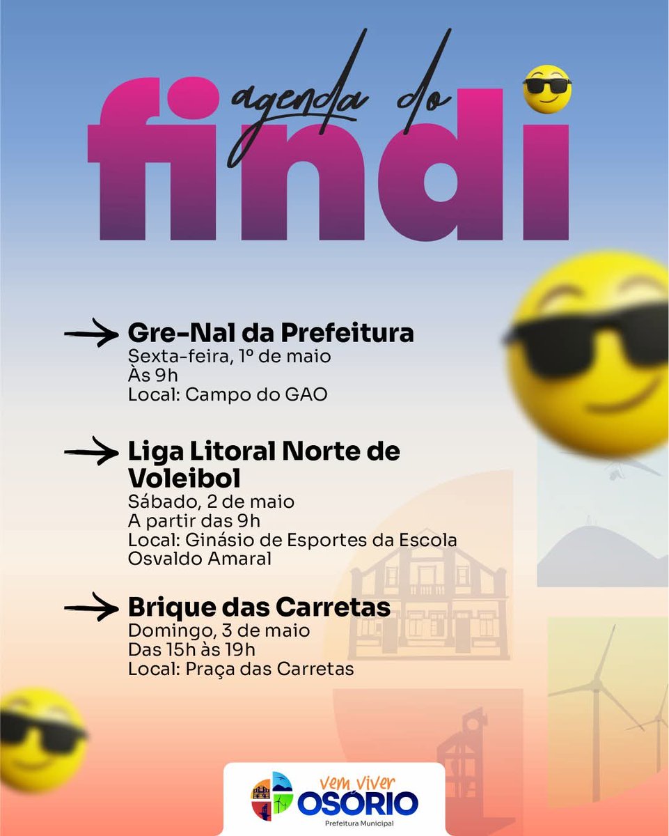 RadioKFM_RS's tweet image. 😎🌞CONFIRA A AGENDA DO FIM DE SEMANA EM OSÓRIO🌊😍

#Osório #praia #agenda #FimDeSemana #BriqueDasCarretas