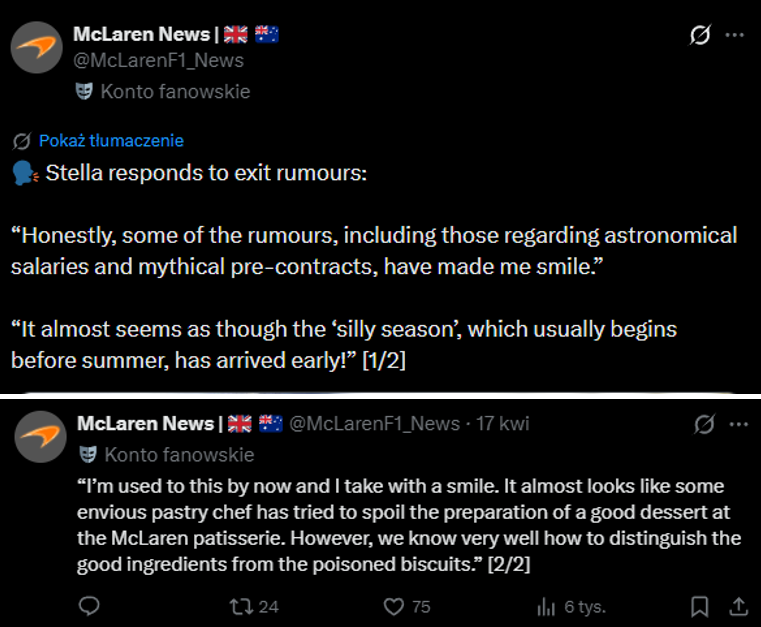 Sev3ron_'s tweet photo. @Verstappenn_ Except both Brown and Stella denied this and Stella's exit rumors. There's no reason they would hide it if it was true. I'm afraid you just are blinded by Maxclaren dreams... https://t.co/za6ZLqe1ma