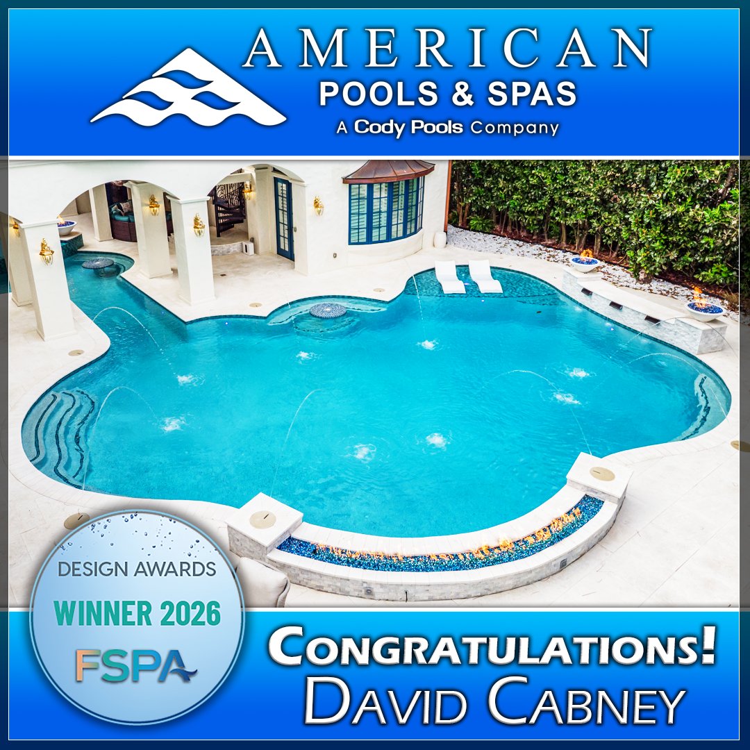 AmPoolsSpas's tweet photo. Engineering Excellence &amp; Award-Winning Design 🏆
Announcing 2026 FSPA Design Silver Award: David Cabney - Residential Pool Design (501+ sq ft). 
Features high-level engineering, from "swim-through" arches to custom fire-and-water scupper bowls. 
 https://t.co/Pf7FvFIo1B https://t.co/nuRbknfcut