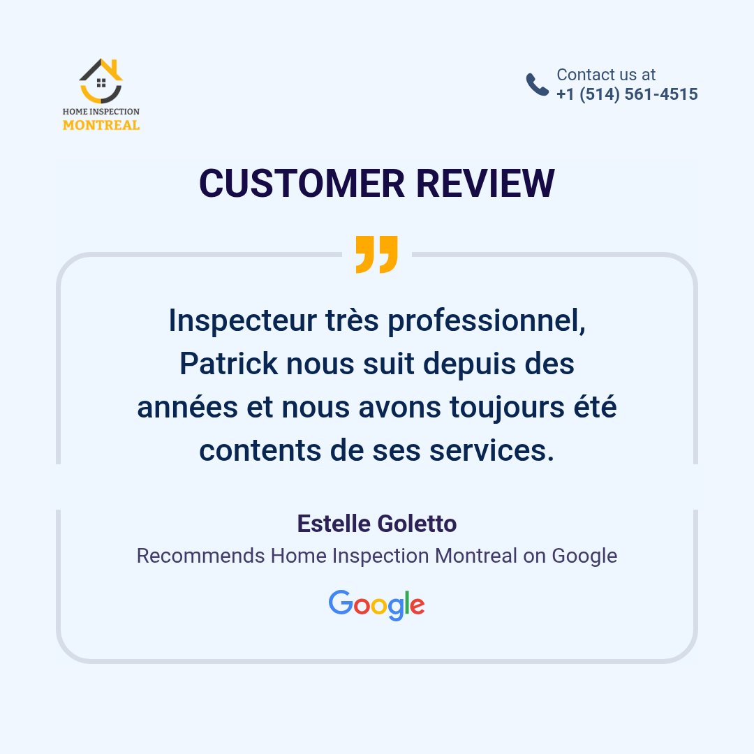 HomeInspectormo's tweet image. Our customers say it best! Check out this amazing review and share your own experience with us in the comments! #homeinspection #homeinspector #montreal #canada #quebec #InteriorHomeInspection #ExteriorHomeInspection #RoofInspection #StructureInspection #condoinspection