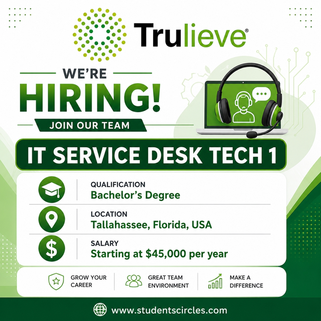 karthikpattadi's tweet image. 🚀 We’re hiring in Tallahassee! 

Join Trulieve as an IT Service Desk Tech 1 💻

🎓 Bachelor’s Required | 💰 From $45K/year

Apply now 👉 studentscircles.com/trulieve-needs…

#TallahasseeJobs #FloridaJobs #ITJobs #TechCareers #USJobs #HelpDeskJobs #NowHiring

⚠️ Disclaimer: This image is