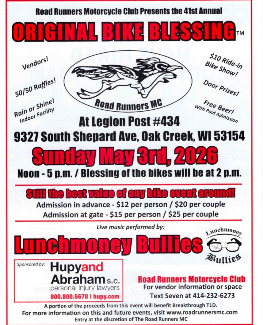 MEMoeller's tweet photo. This week, Sunday on the 3rd of May, the Road Runners Motorcycle Club will be holding their annual bike blessings event where there will be Bikes, Raffles, Beer and Us. We’ll be having a booth where we’ll have our nomination papers to get my name on the ballot. https://t.co/iCtyf6Lu1s