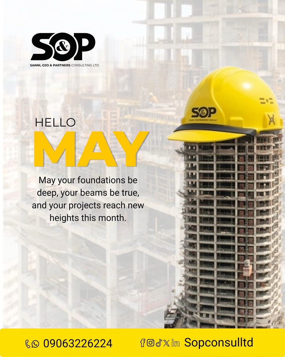 sopconsultltd's tweet image. Welcome to May.

A new month to plan better, execute smarter, and deliver stronger outcomes.

At Sanni Ojo &amp;amp; Partners, we remain committed to engineering solutions that stand the test of time.

Let’s build with purpose this month.

#newmonthnewgoals💪 #may #engineeringexcellence