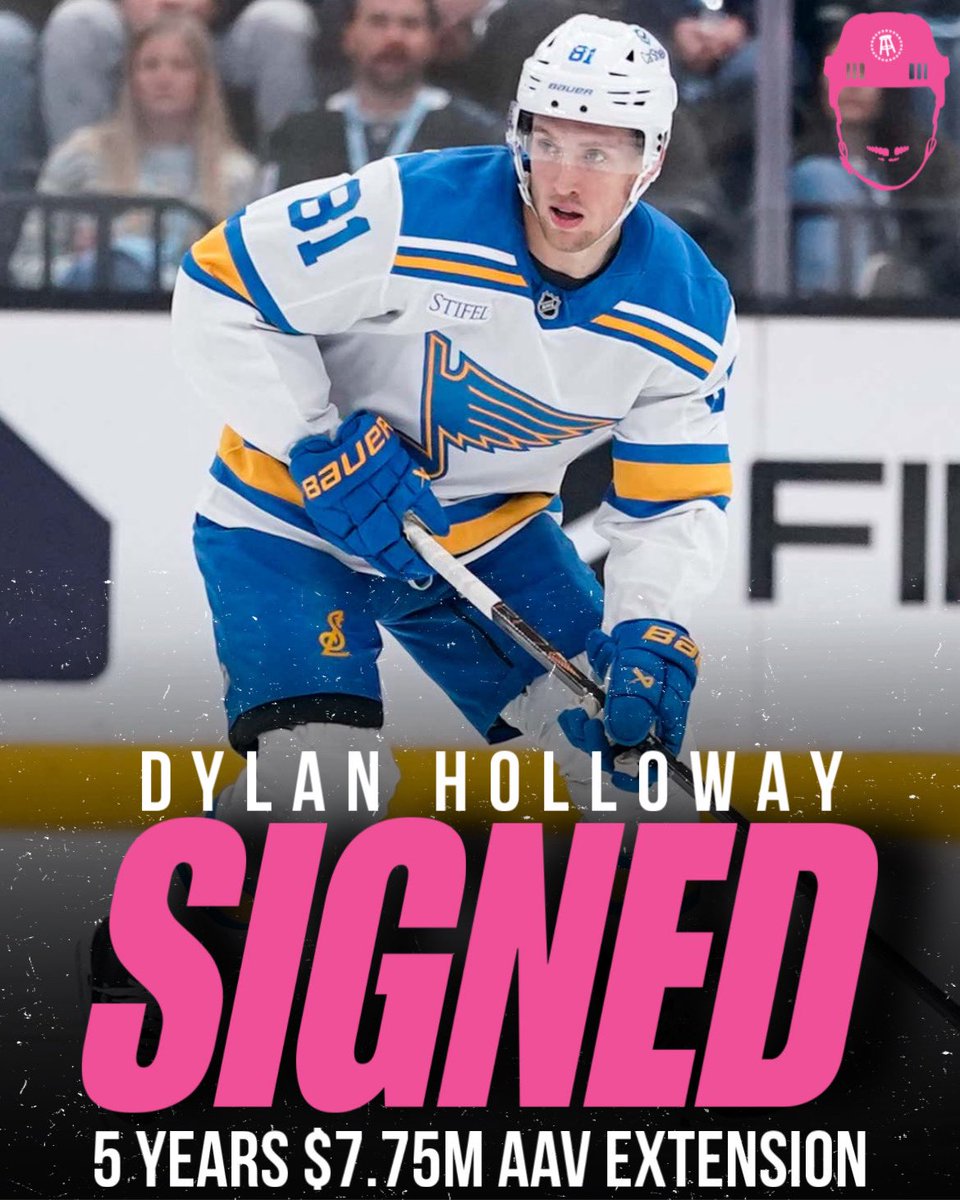 spittinchiclets's tweet image. Dylan Holloway inks in a 5 year extension with the Blues ✍️