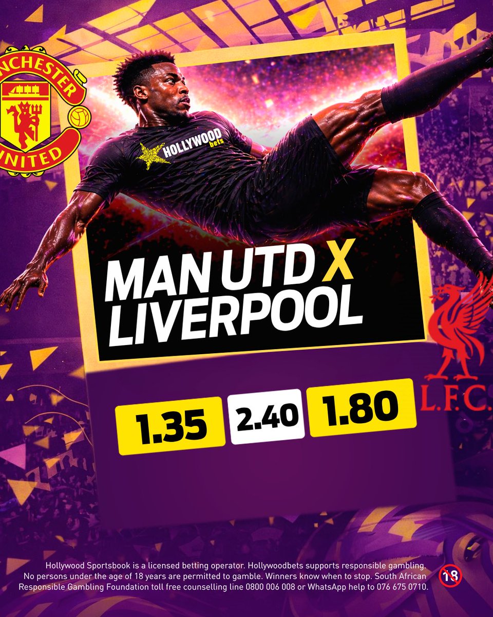 🎁 PREDICT CORRECT SCORE &amp; WIN A R50 VOUCHER 🧾

🏴󠁧󠁢󠁥󠁮󠁧󠁿 Man United vs Liverpool

🔽 Follow Steps:
1️⃣ Drop Your Correct Score In The Comments with #ScottLeeVoucherGiveaway❕
2️⃣ Must Be Following Me, Like &amp; Repost This Post ❤️🔁

📲 DON’T HAVE Hollywoodbets account❔ Open a