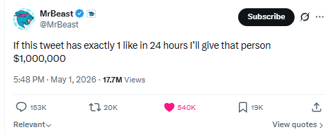 wojrex13's tweet photo. @MrBeast im first :))) https://t.co/6bwAs8bh4z
