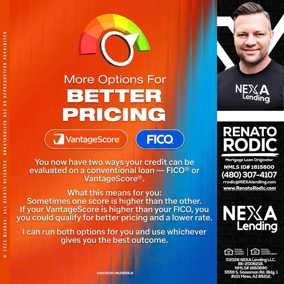 mloboxai's tweet image. Unlock better pricing options for your loans! 🏡✨ Choose between VantageScore® or FICO to see which score works in your favor. Let’s find the best outcome together! #LendingOptions #BetterRates #HomeLoans