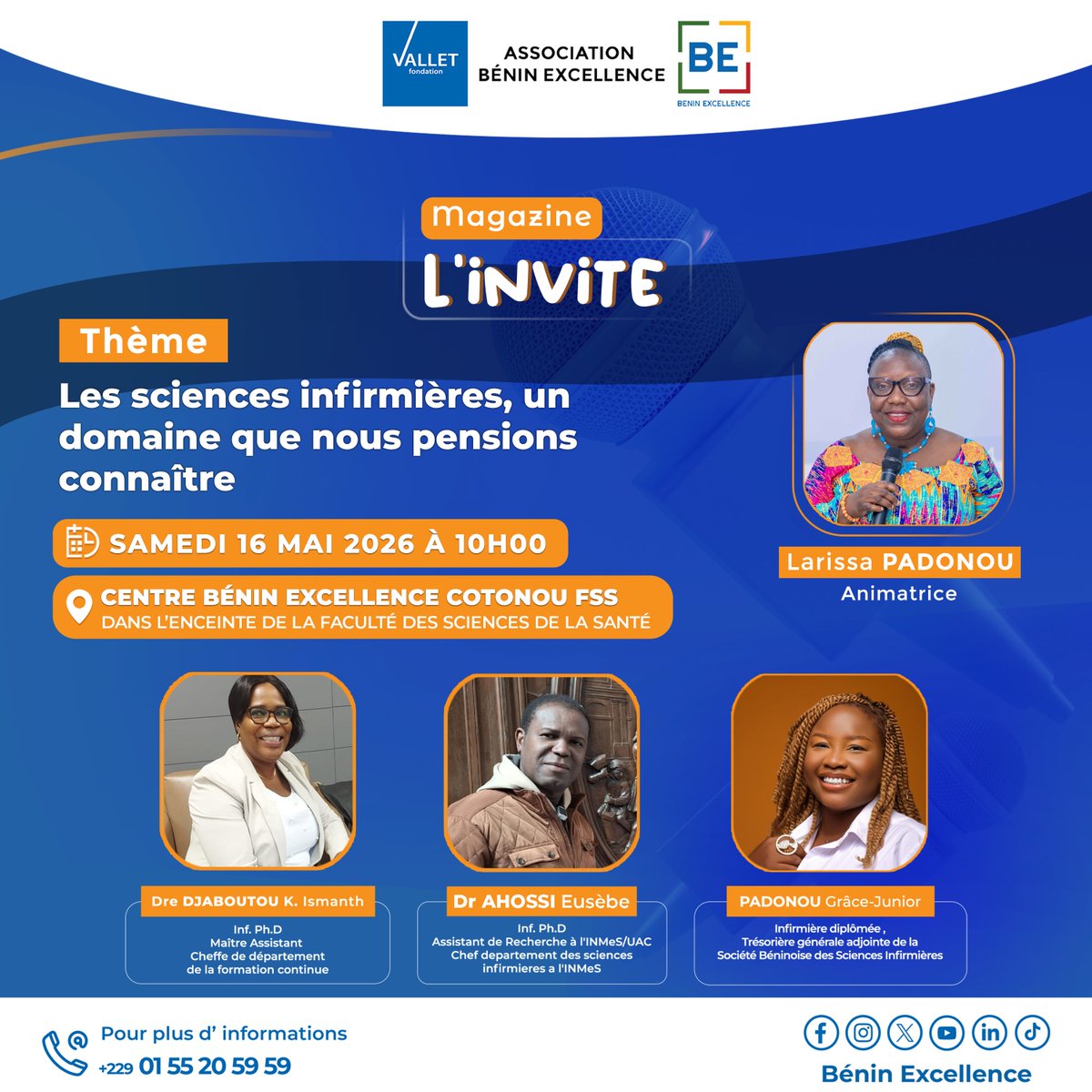 ExcellenceBenin's tweet image. 📢 Mai s'annonce grandiose avec la Fondation Vallet et Bénin Excellence ! 🎓💡
Restez connectés pour découvrir le calendrier des activités !
#Excellence #FondationVallet #Mai2026
