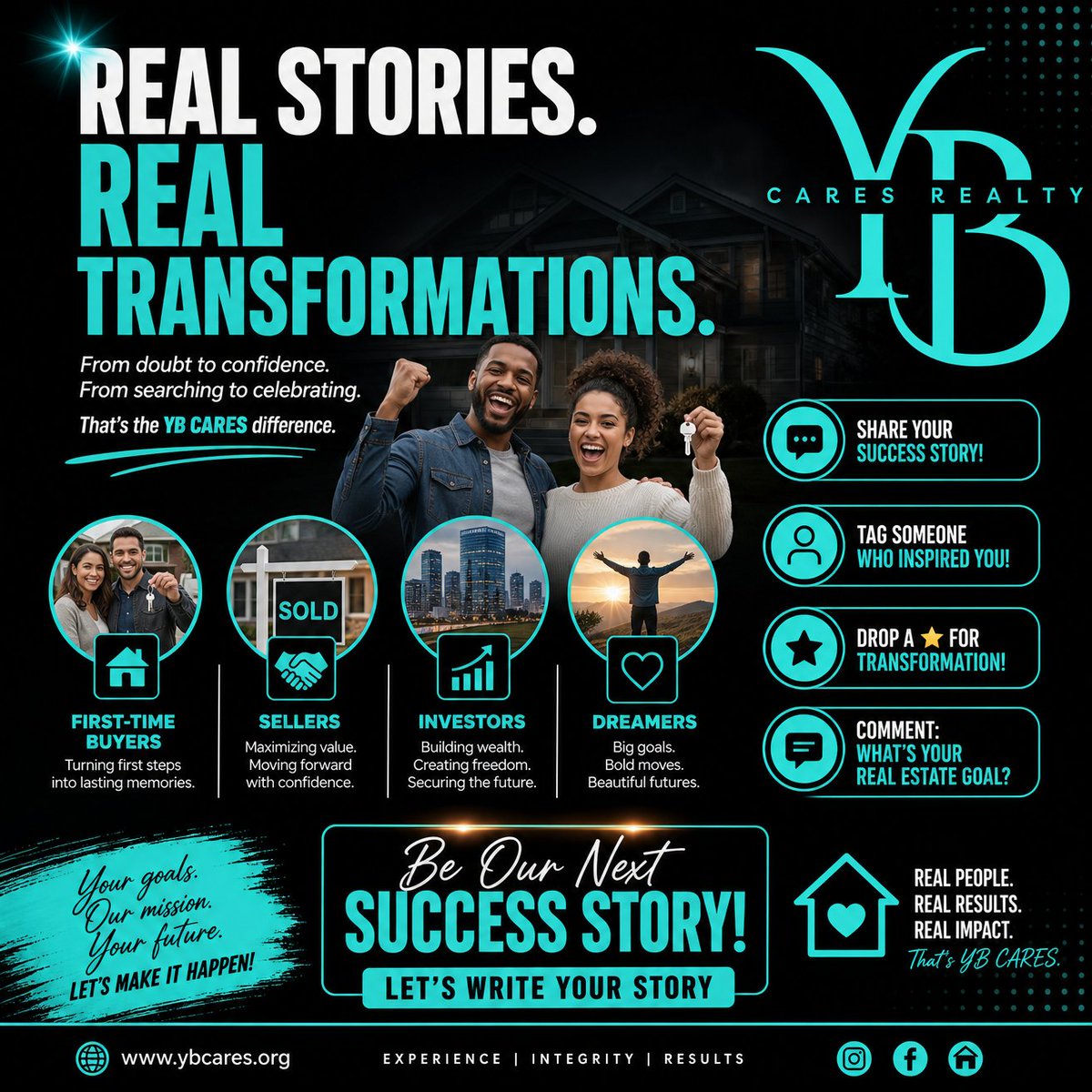 YBCARESRealty's tweet image. Their Success Is Our Mission. ⭐

Share your success story in the comments!
Tag someone who inspired you!
Drop a ⭐ for transformation!
Comment: What's your real estate goal?

Be our next success story. Your dream home is waiting.

#YBCARESRealty #SuccessStories